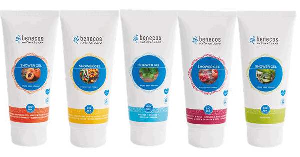 benecos Shower Gel Melisse, Aloe Vera, Aprikose & Holunderblüte, Sanddorn & Orange, Granatapfel & Rose