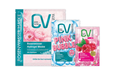 Cadea Vera Rosenwasser Hydrogel Maske, Pink Bubble Tuchmaske & Pink Glitter Peel Off Maske