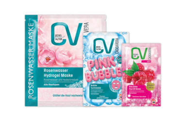 🌱 Cadea Vera Rosenwasser Hydrogel Maske, Pink Bubble Tuchmaske & Pink Glitter Peel Off Maske