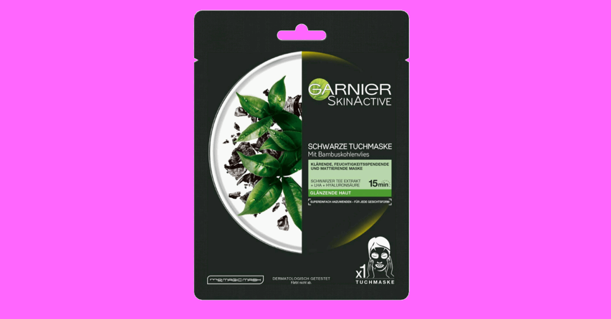 Garnier SkinActive Schwarze Tuchmaske mit Bambuskohlenvlies